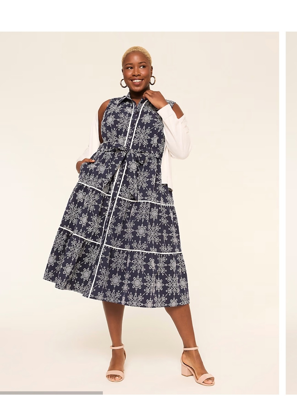 Lane Bryant Sleeveless Tiered Shirt Dress